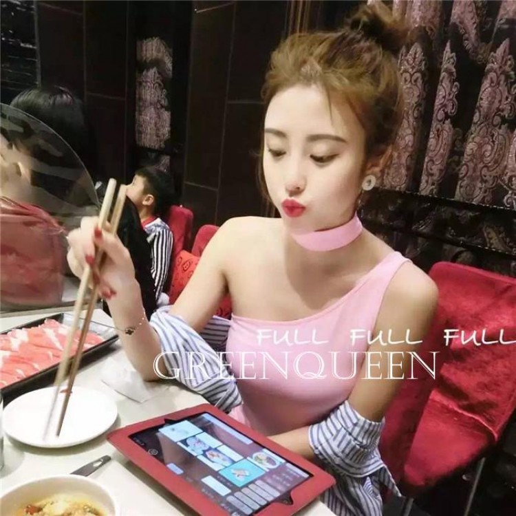 TE6553YZL Top a fazzoletto da collo semplici, alla moda, con spalle scoperte oblique-2