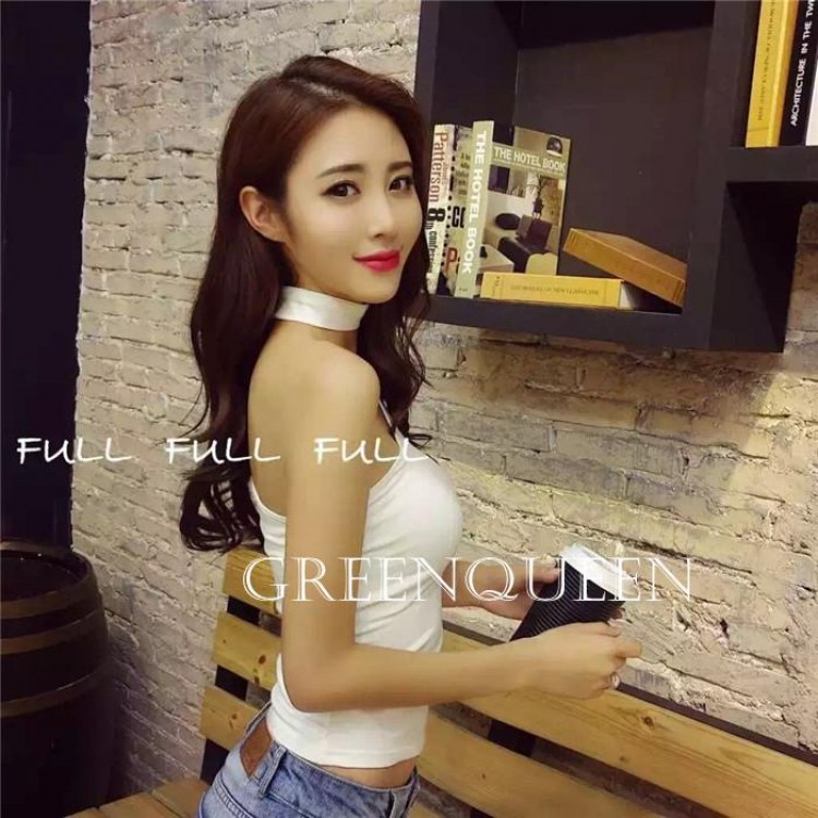 TE6553YZL Top a fazzoletto da collo semplici, alla moda, con spalle scoperte oblique-5