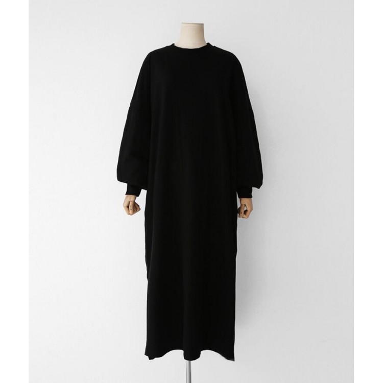 TE6554YZS Maxi abito con spacco a maniche lunghe alla moda primaverile-8