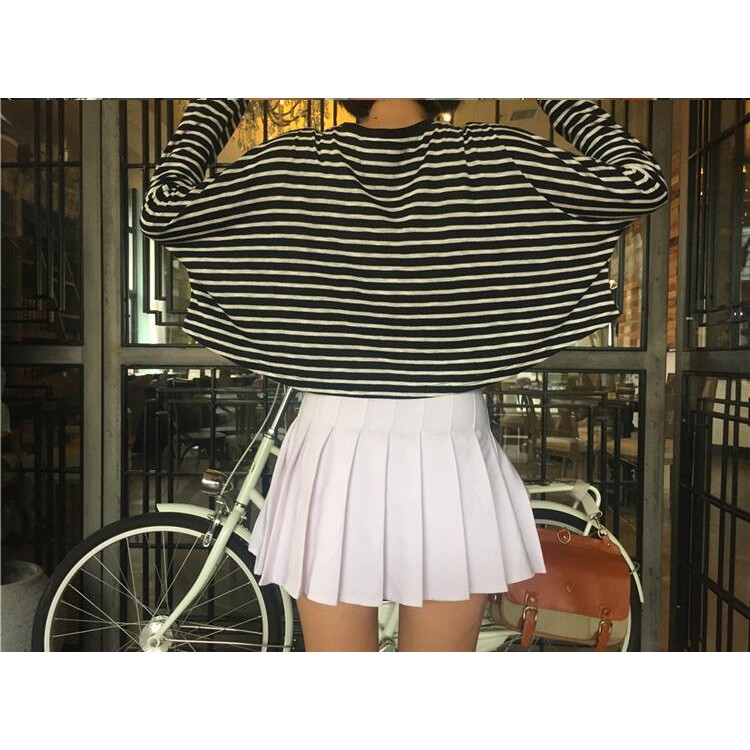 TE6558YZS T-shirt con maniche a pipistrello con stampa di lettere a strisce di grandi dimensioni alla moda coreana-2