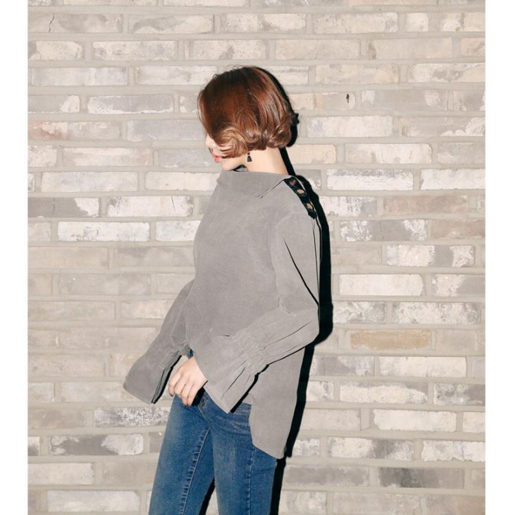 TE6566YZS Top con scollo a barchetta e maniche a tromba in lana con fiocchi di neve-5