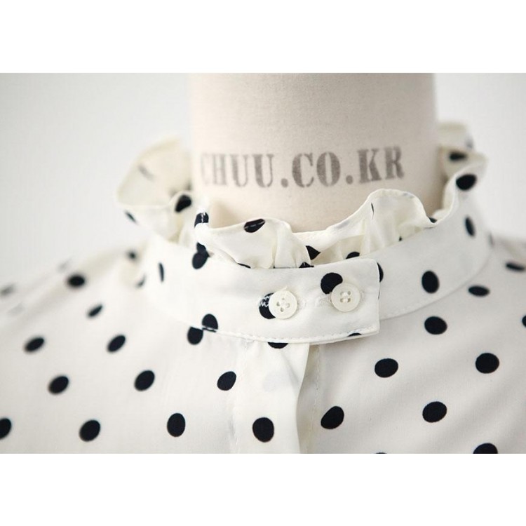 TE6618JZFS Camicia in chiffon a maniche lunghe a pois, nuovo stile primaverile-4