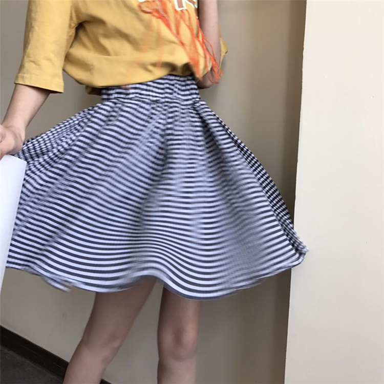 TE6625SEEME Gonna bouffant sottile a traliccio in vita impero-1