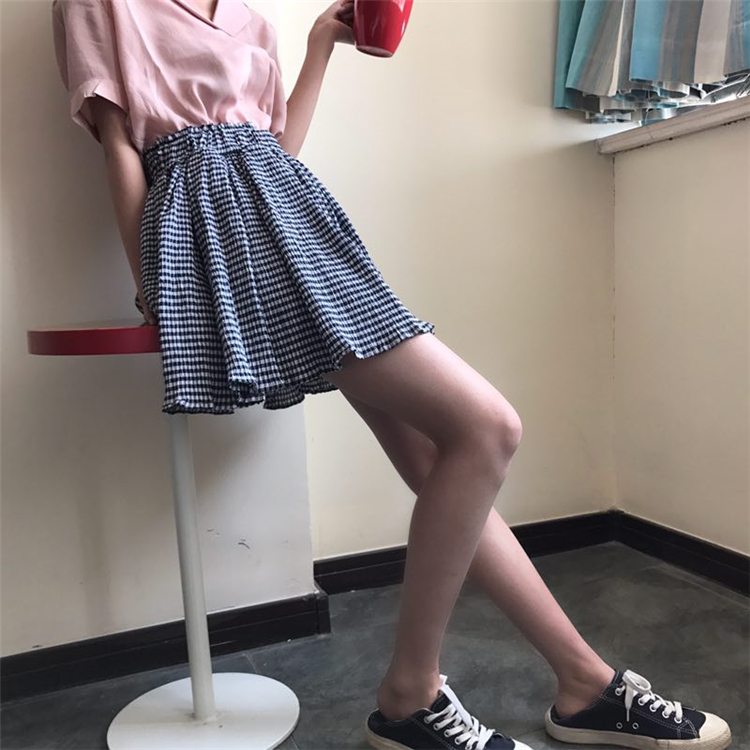 TE6625SEEME Gonna bouffant sottile a traliccio in vita impero-2