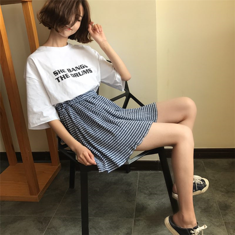 TE6625SEEME Gonna bouffant sottile a traliccio in vita impero-3