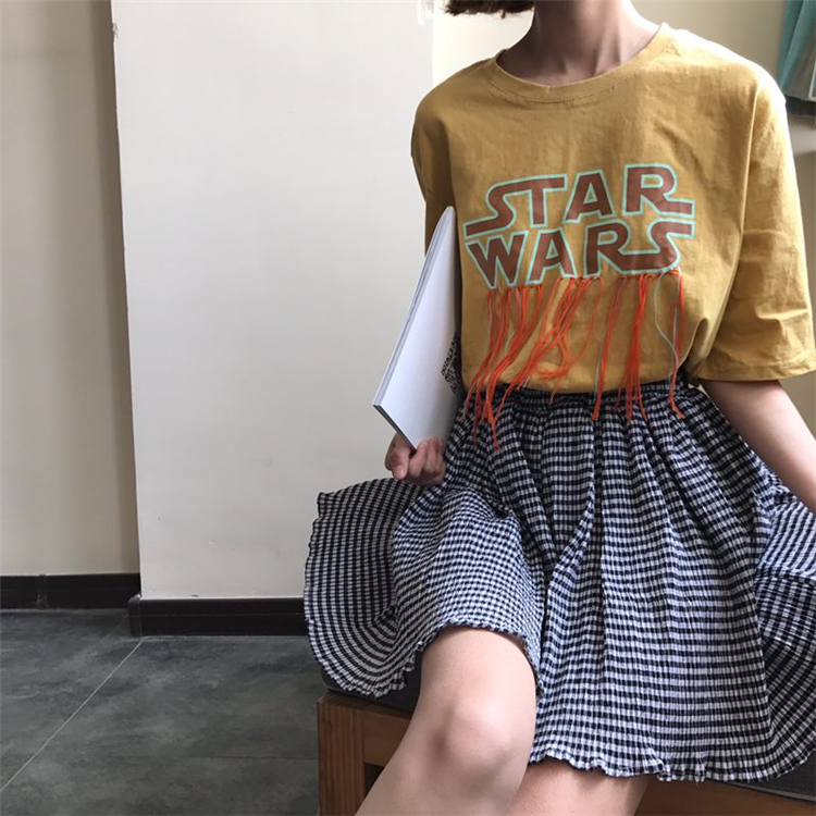 TE6625SEEME Gonna bouffant sottile a traliccio in vita impero-4