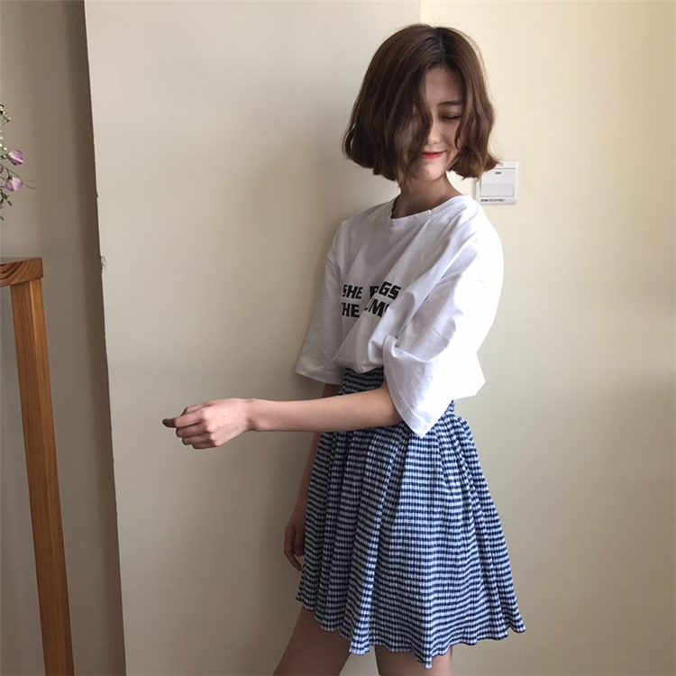 TE6625SEEME Gonna bouffant sottile a traliccio in vita impero-7