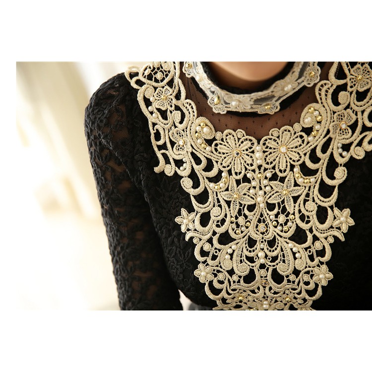 TE6635SOLO Camicia con ricamo stereoscopico addensato sul retro in pizzo-2