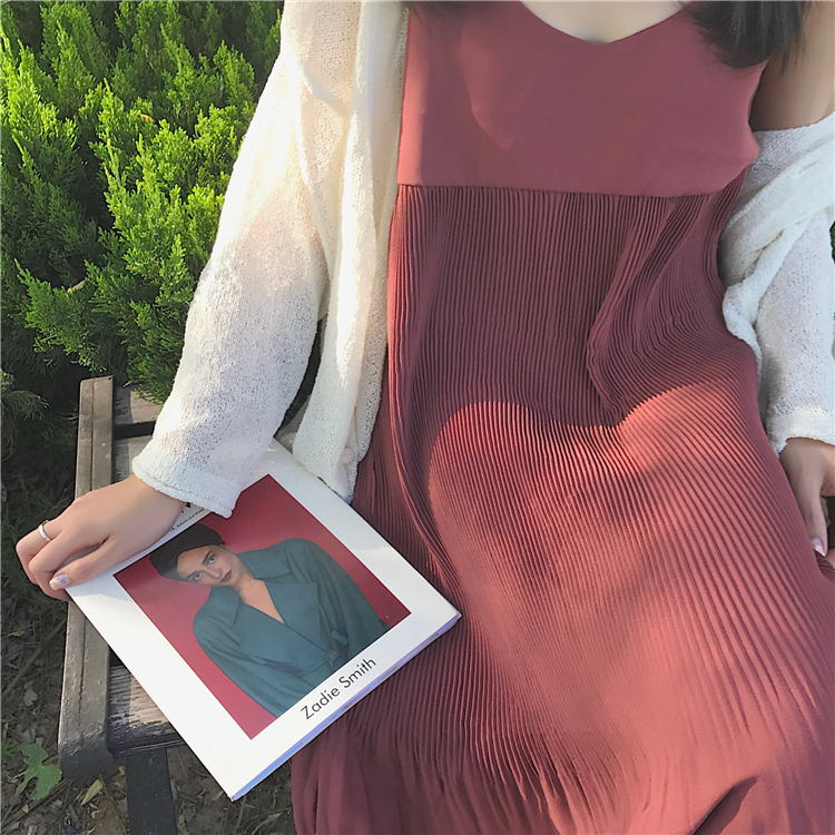 TE6665SEEME Abito lungo con reggicalze a pieghe-6