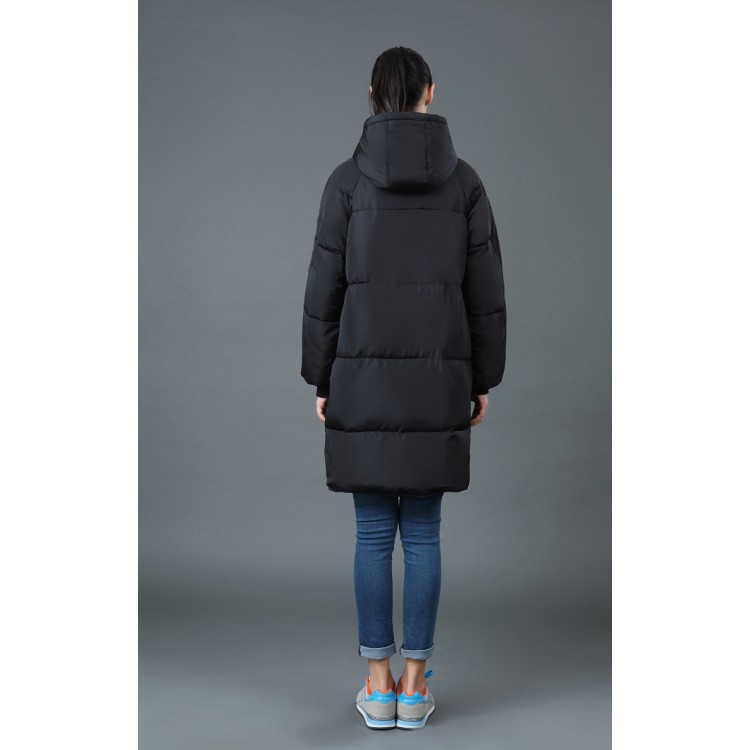 TE6670YYM Piumino lungo casual invernale in puro colore con cappuccio-3