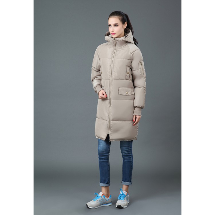 TE6670YYM Piumino lungo casual invernale in puro colore con cappuccio-4