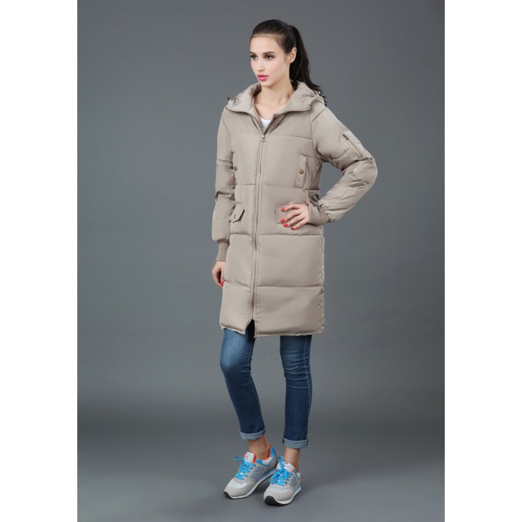 TE6670YYM Piumino lungo casual invernale in puro colore con cappuccio-5