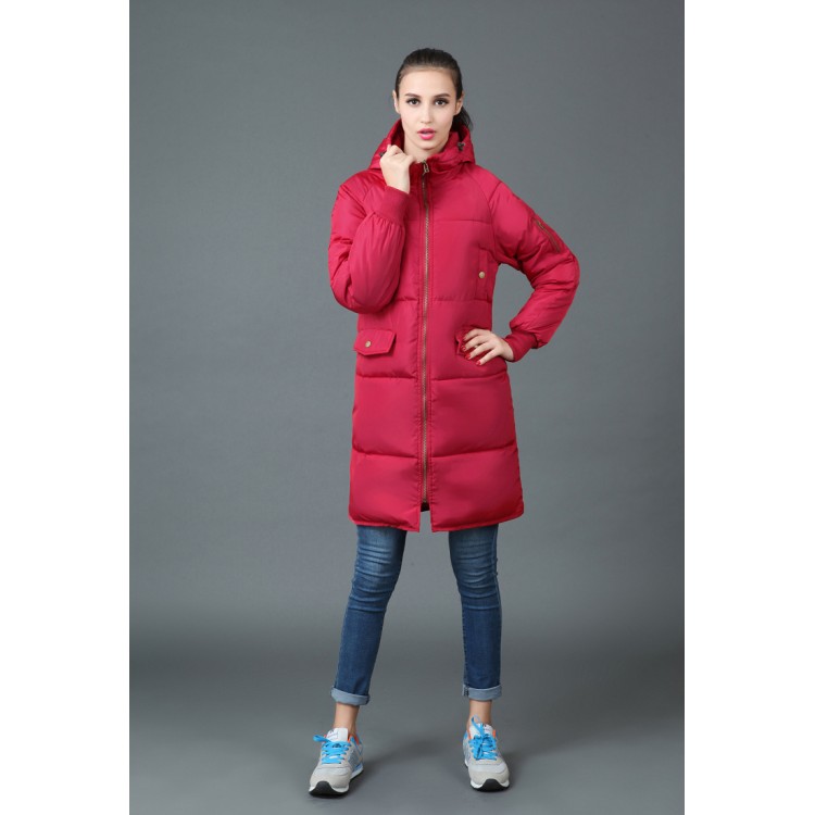 TE6670YYM Piumino lungo casual invernale in puro colore con cappuccio-8