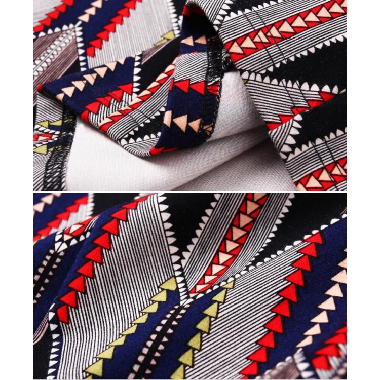 TE6676VIP Abito aderente aderente sul fianco, nuovo stile autunnale con scollo a V e stampa geometrica-8