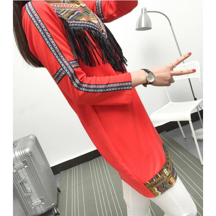 TE6806AYY Abito con nappine ricamate con scollo a V in stile nazionale-1