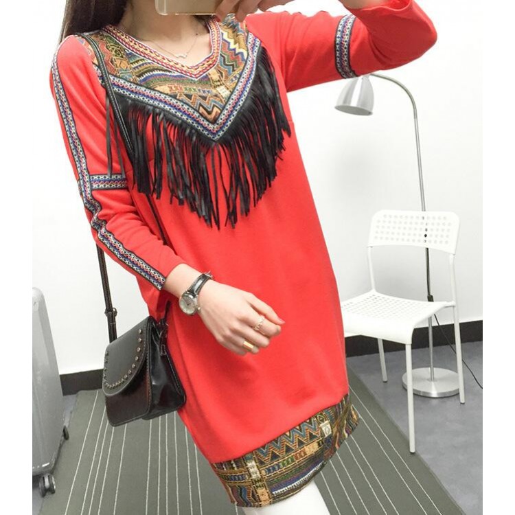 TE6806AYY Abito con nappine ricamate con scollo a V in stile nazionale-3