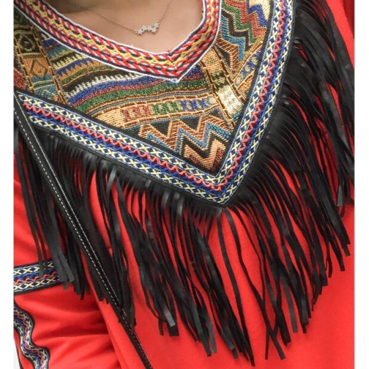 TE6806AYY Abito con nappine ricamate con scollo a V in stile nazionale-4