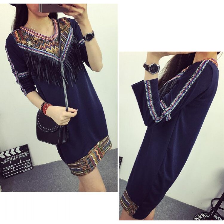 TE6806AYY Abito con nappine ricamate con scollo a V in stile nazionale-7