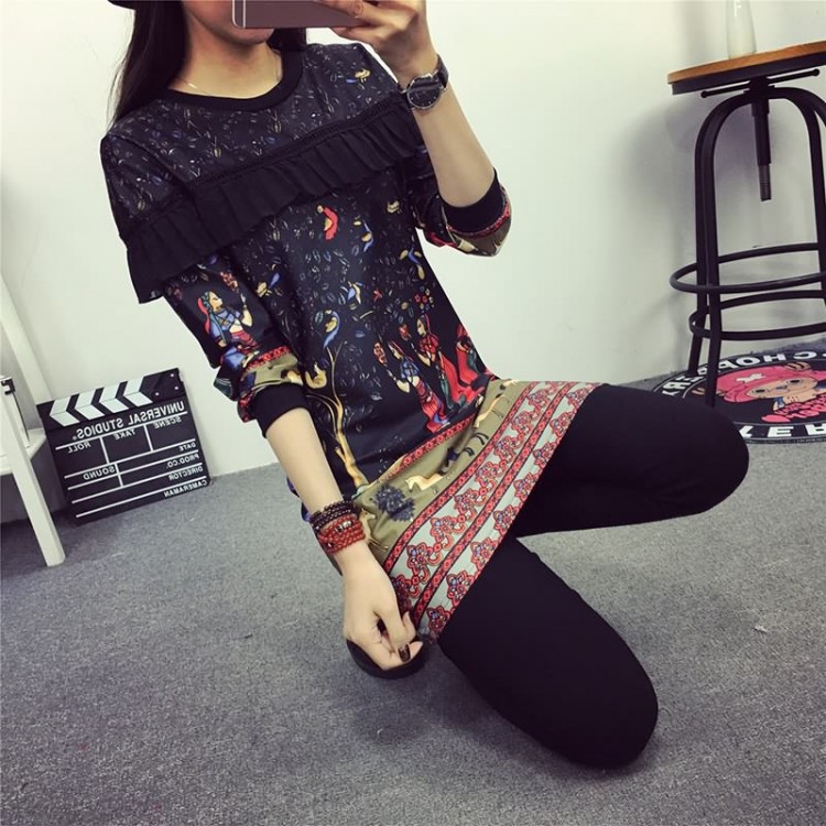 TE6808AYY Abito slim casual con stampa indiana-1