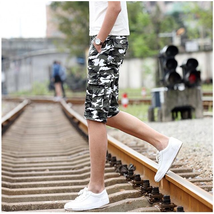 TE702LDZ Quinti pantaloni da spiaggia casual mimetici estivi-7