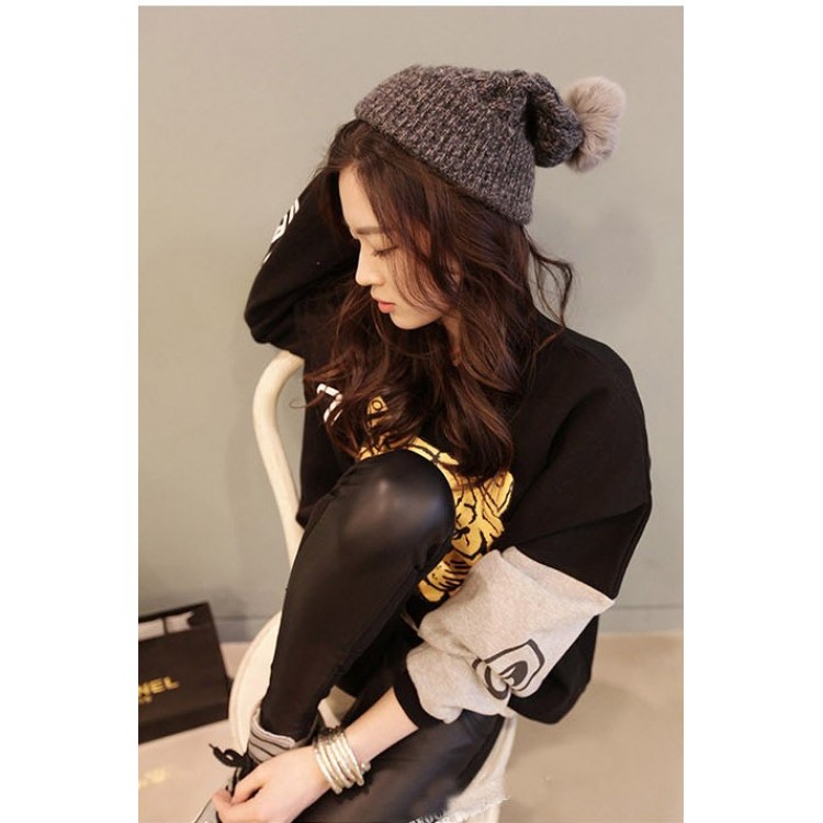 TE1002HYFS Felpa pullover con maniche colorate e stampa testa di tigre-3