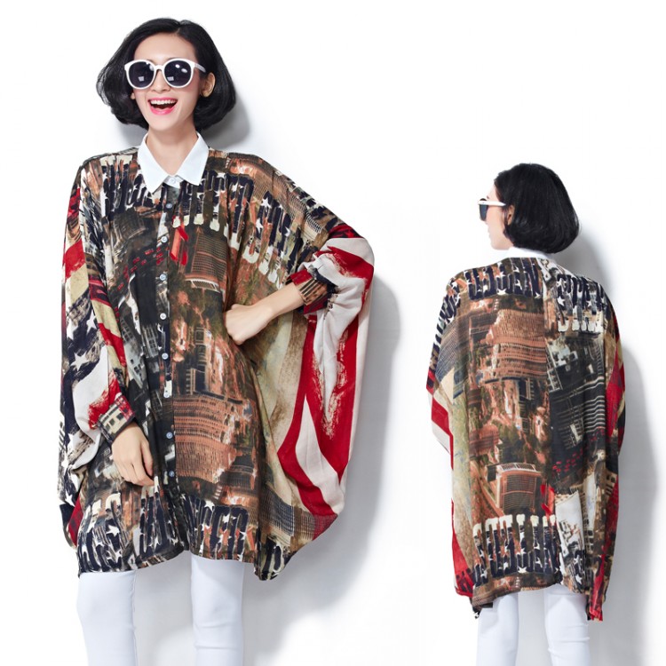 TE7382HSJP Blusa coreana di grandi dimensioni in chiffon con stampa slim-5