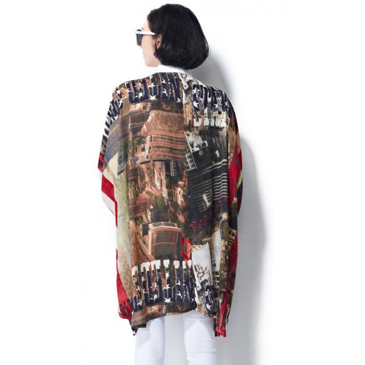 TE7382HSJP Blusa coreana di grandi dimensioni in chiffon con stampa slim-4