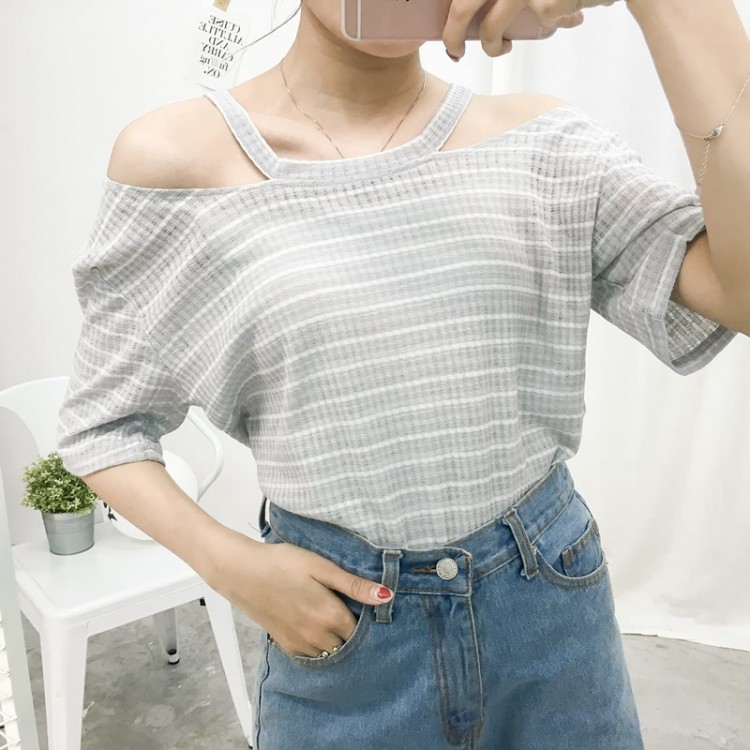 TE7591SSCL T-shirt sexy con spalle scoperte a righe Joker-8