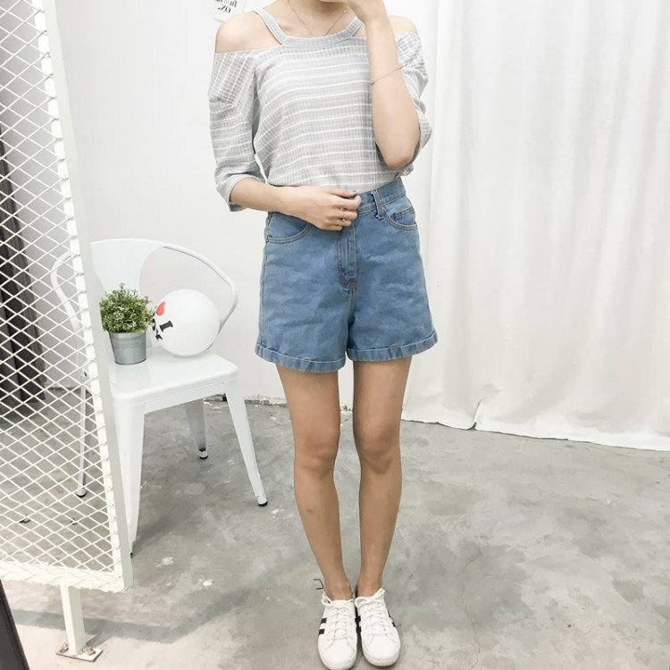 TE7591SSCL T-shirt sexy con spalle scoperte a righe Joker-6