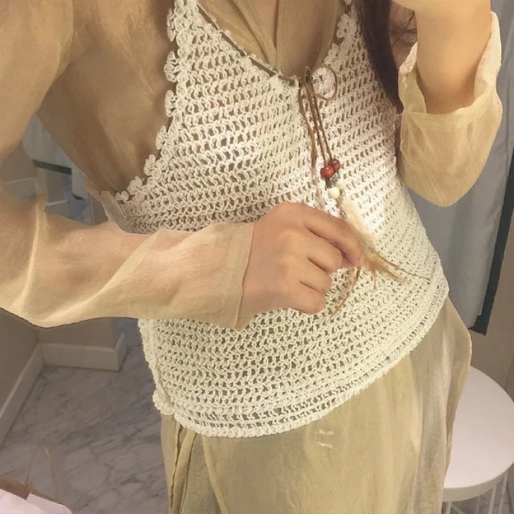 TE798XBB Gilet estivo in maglia con nappe stile joker-6