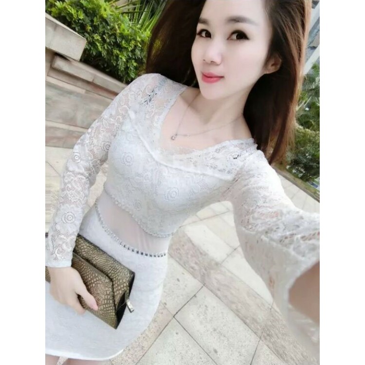 TE8002HYG Abito stretto e aderente in pizzo granato in vita-1