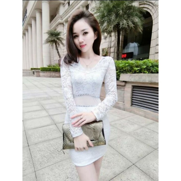 TE8002HYG Abito stretto e aderente in pizzo granato in vita-3