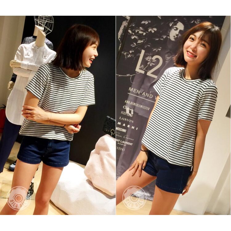 TE8100VVNL T-shirt rosa a righe con balza sul retro-4