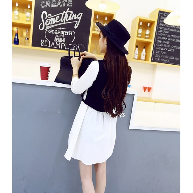 TE8235BLFS Abito stile camicia in due pezzi con stampa gufi-3