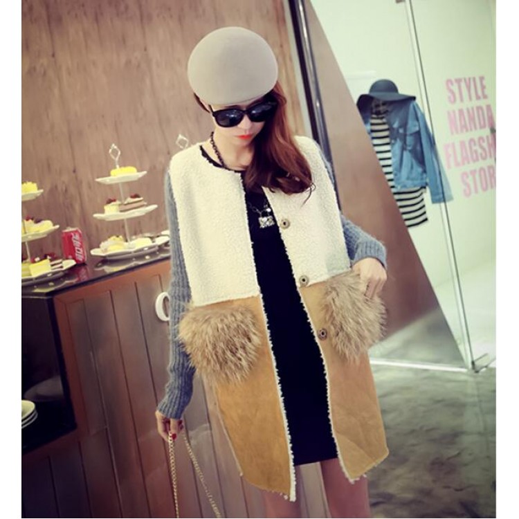 TE8252BLFS Cappotto in pile berbero con giunzione maniche in maglia moda invernale-4