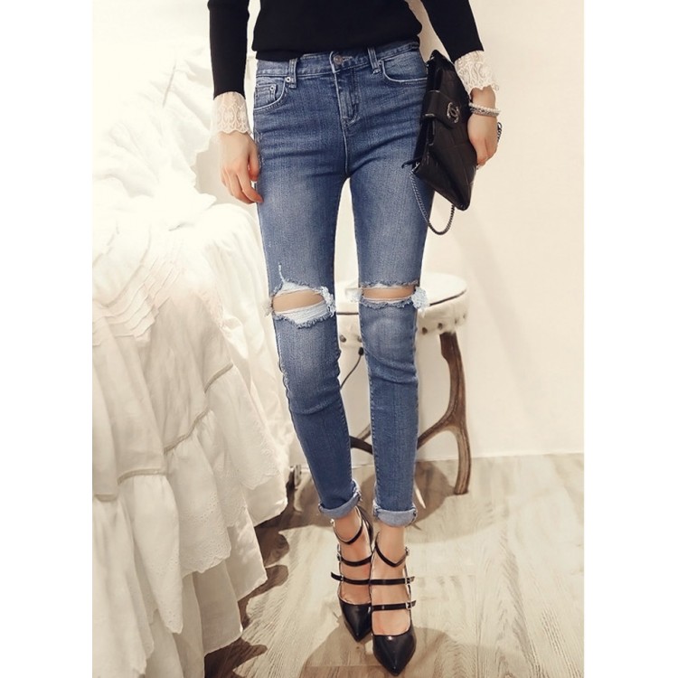 TE8252XXFS Jeans a matita coreani street fashion con fori sottili-6