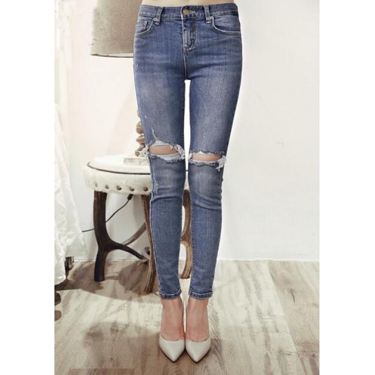 TE8252XXFS Jeans a matita coreani street fashion con fori sottili-3