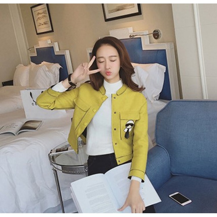 TE8280BLFS Cappotto corto con tasche stereoscopiche ritagliate e ornamento in stile cartone animato-1