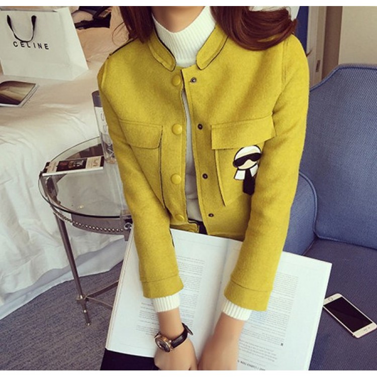 TE8280BLFS Cappotto corto con tasche stereoscopiche ritagliate e ornamento in stile cartone animato-2