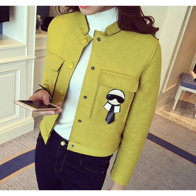 TE8280BLFS Cappotto corto con tasche stereoscopiche ritagliate e ornamento in stile cartone animato-3