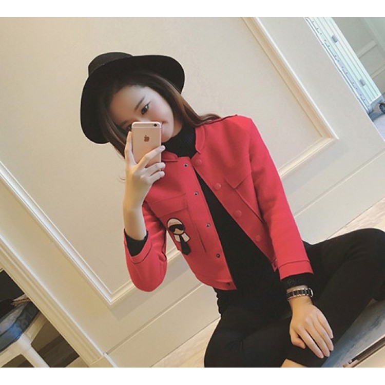 TE8280BLFS Cappotto corto con tasche stereoscopiche ritagliate e ornamento in stile cartone animato-4