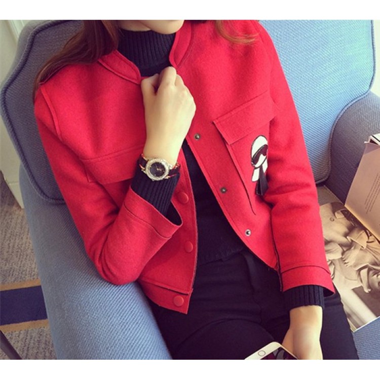 TE8280BLFS Cappotto corto con tasche stereoscopiche ritagliate e ornamento in stile cartone animato-5