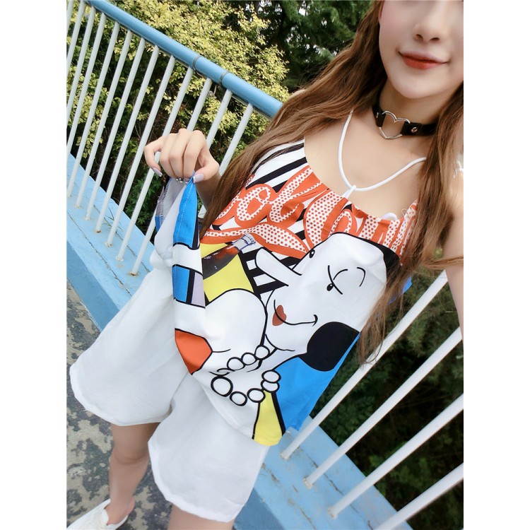 TE8307SSGD Top sexy con spalle scoperte con stampa dolce e pantaloncini jolly-1