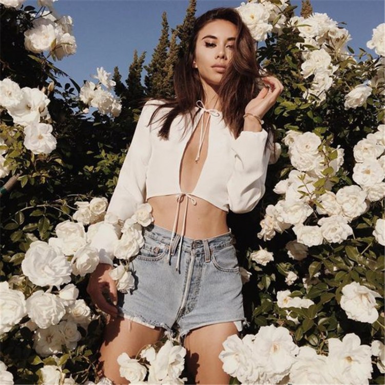 TE832HRCL Top corti con seno scavato a manica lunga in vendita calda-4