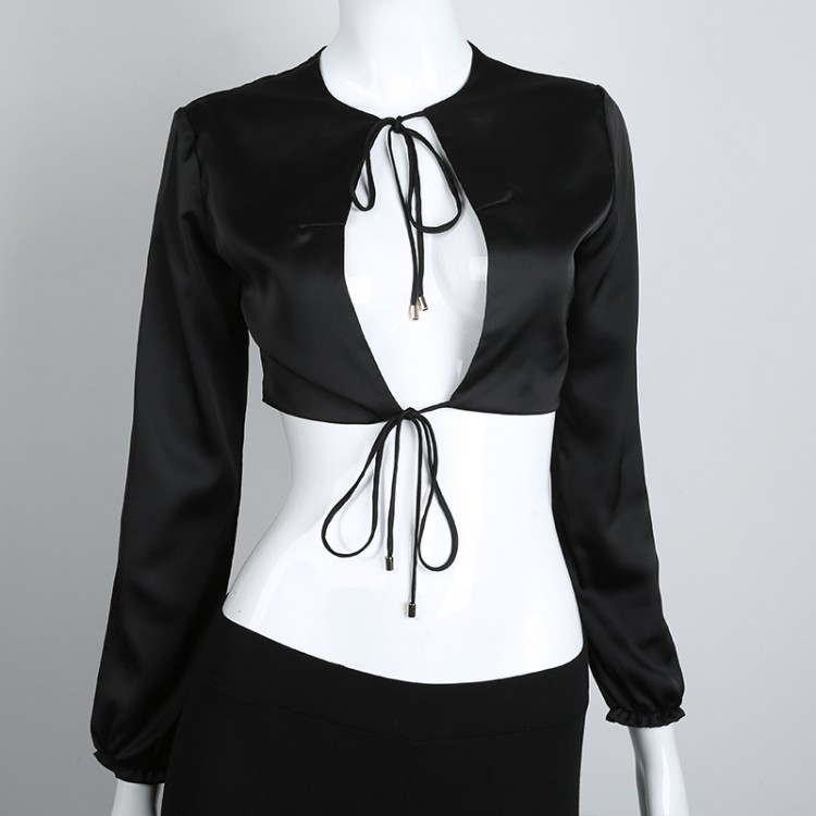 TE832HRCL Top corti con seno scavato a manica lunga in vendita calda-7