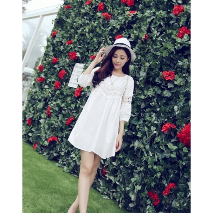 TE8507XYZ Abito con impunture in pizzo-1