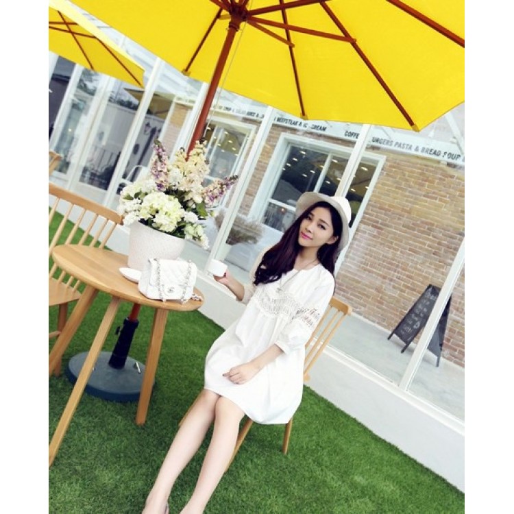 TE8507XYZ Abito con impunture in pizzo-3