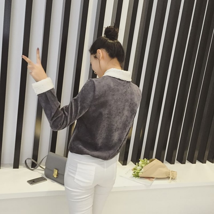 TE8636XJFS Camicia in velluto a coste con collo in lana d'agnello nuovo stile-8