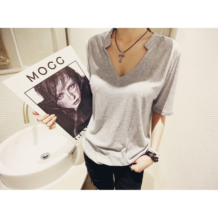 TE8681XYZ T-shirt estiva joker taglia grande con scollo a V-2