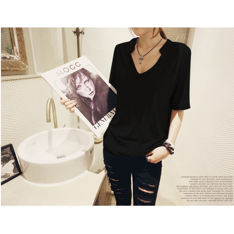 TE8681XYZ T-shirt estiva joker taglia grande con scollo a V-6